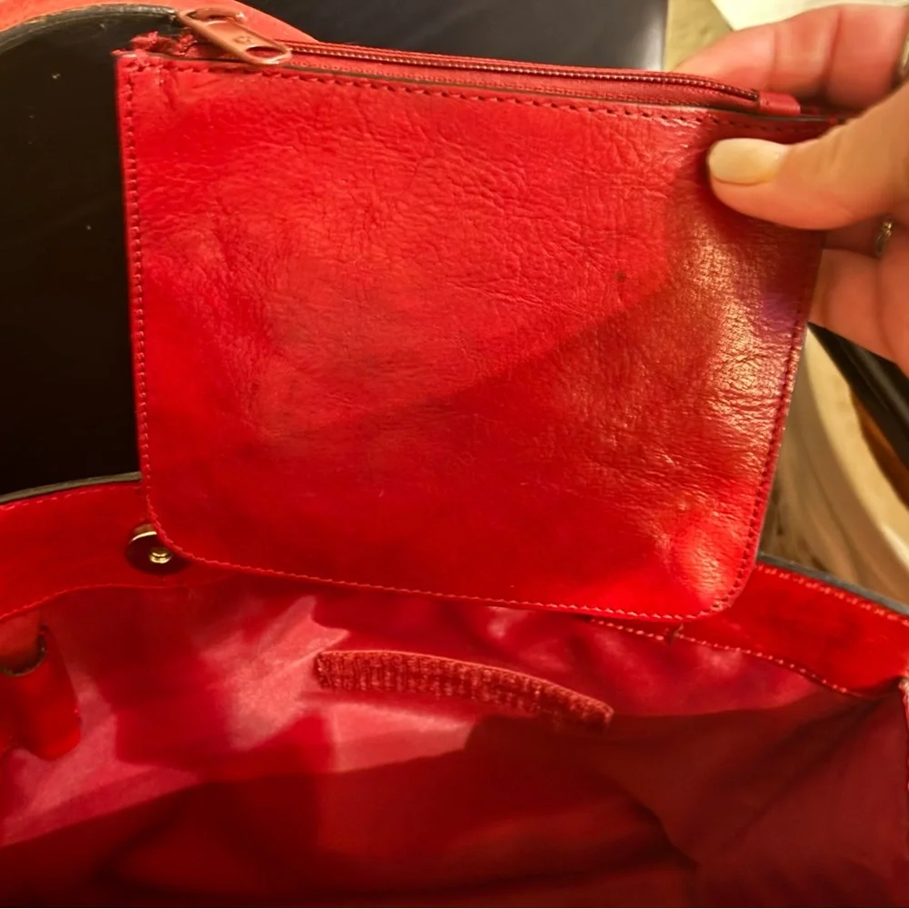 Vintage WILSONS Pelle Studio ITALIAN LEATHER Large RED LEATHER Briefbag Tote